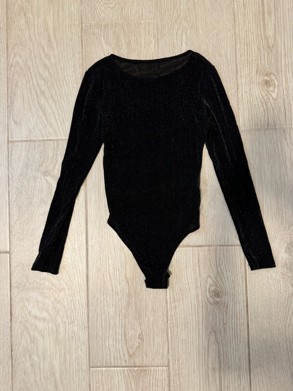 Black Long-Sleeve Sparkle Bodysuit